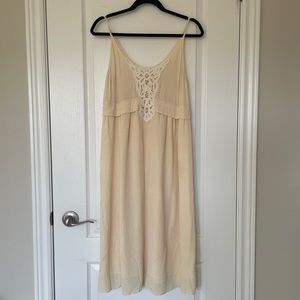Wilfred silk midi dress with crochet detail